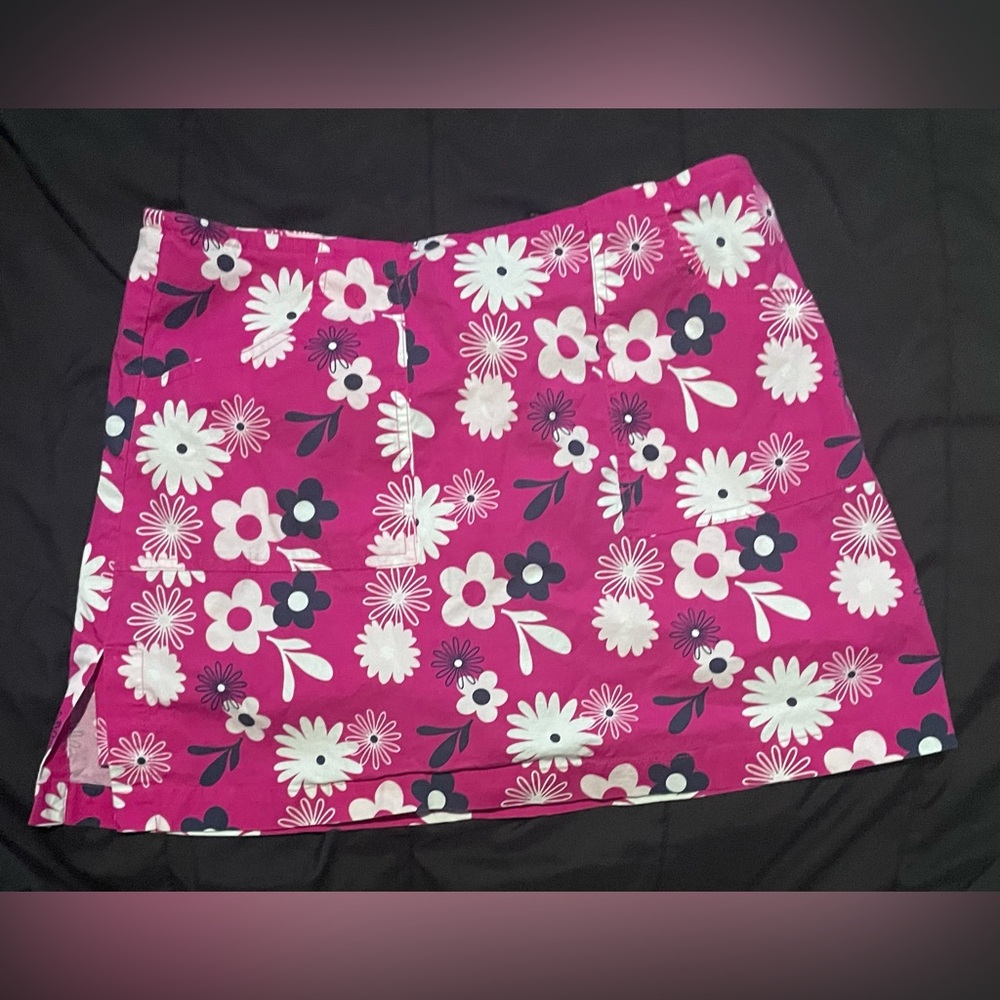 90s y2k pink floral mini cotton skirt